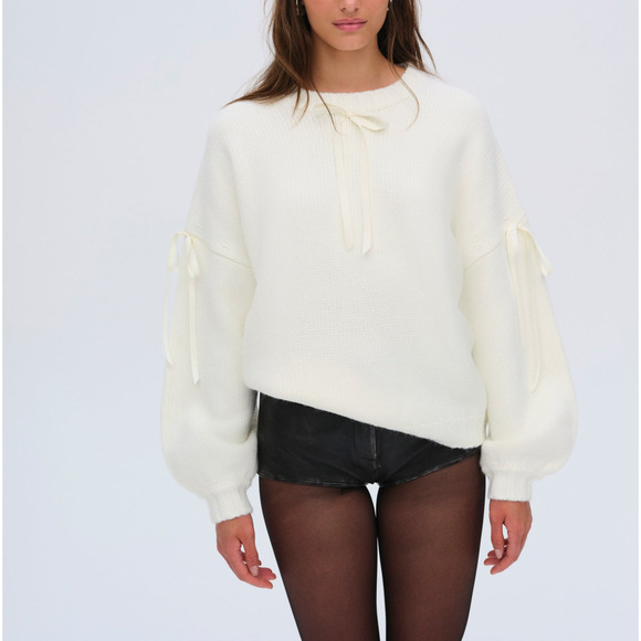 For Love & Lemons 'Jardin' White Oversized Sweater Size XS - Picture 1 of 4